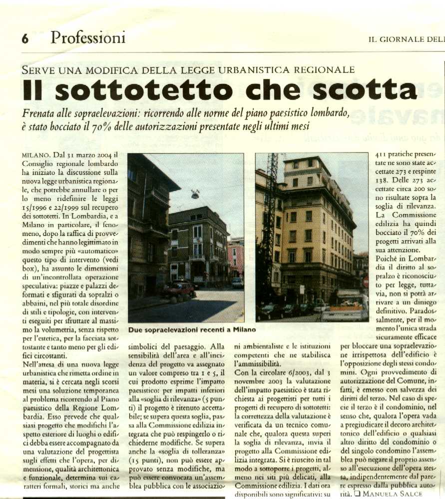 Notizie dal 2003 al 2004 Recupero sottotetto lombardia